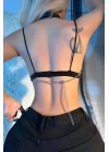 Zincirli Giysi Üzeri Göğüs Harness, Crop Büstiyer - Brf1165