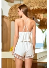 Aqua 25544 Kadın Askılı Aplike Papatya Detay Pijama Şort