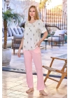 Aqua 25674 Kadın Kısa Kol Gül Desen Pijama Takımı