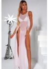 Beyaz Yanlardan Yırtmaçlı Uzun Fantezi Sexi Fantezi Gecelik Model 68000b