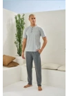 Erkek 2090 Erkek  Midi Yaka Pijama Takım