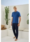 Erkek 2207 Erkek  Battal Midi Yaka Pijama Takım