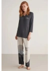 Nautıca W604 Kadın Patlı V Yaka Uzun Kollu Pijama Takımı