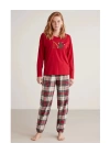 Nautıca W606 Kadın Uzun Kollu Ekoseli Pijama Takımı