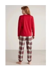 Nautıca W606 Kadın Uzun Kollu Ekoseli Pijama Takımı