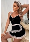 Siyah Dantelli Hizmetci Kostüm 52042