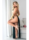 Siyah-sarı Peçeli Seksi Dansöz Kostümü