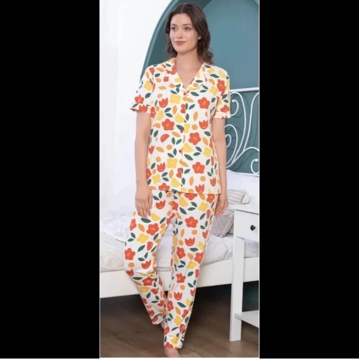 Freshness 109 Çiçekli Patlı Kısa Kol Pijama Takımı