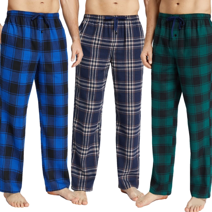 Pijalüx Erkek  Kareli Poplin Cepli Alt Pijama
