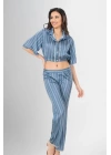 2li Desenli Saten Pijama Takımı