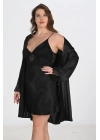 2li Siyah Sabahlık Takımı Bigsize 6213
