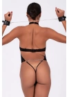 Baskılı Tül Ve Deri Bileklik Şık Babydoll  51190