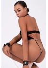 Baskılı Tül Ve Deri Bileklik Şık Babydoll  51190