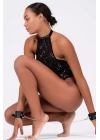 Baskılı Tül Ve Deri Bileklik Şık Babydoll  51190