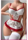 Beyaz Balenli Seksi Hizmetçi Kostüm
