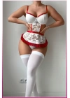 Beyaz Balenli Seksi Hizmetçi Kostüm