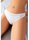 Beyaz Nakış Desenli Taşlı Fantezi Tanga String