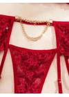 Bordo ,  Gold Zincirli Jartiyer Takımı