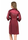 Bordo Kısa Saten Bride Sabahlık