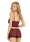 Bordo Saten Şort Takımı 9219