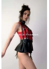 Büstiyer Etek, Büstiyer Deri Harness - Brf998