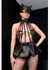 Büstiyer Ve Choker Görünümlü Şık Etek Harness - Brf998