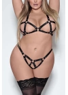 Büyük Beden Harnes Babydoll Deri Takım  700485