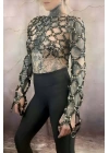 Çapraz Tasarım Uzun Kollu Deri Crop Bağlamalı Büstiyer Harness- Brf1076