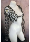Çapraz Tasarım Uzun Kollu Deri Crop Bağlamalı Büstiyer Harness- Brf1076
