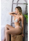 Çiçekli Bralet Sütyen Ve Slip Külot Takım Ekru (32056)