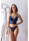 Dantelli Hafif Destekli Bralet Ve String Takım Lacivert (brf31712)