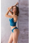 Dantelli Hafif Destekli Bralet Ve String Takım Petrol Mavisi (brf31712)