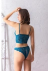 Dantelli Hafif Destekli Bralet Ve String Takım Petrol Mavisi (brf31712)