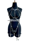 Deri Body Harness, Zincir Ve Kelepçeli Fantezi İç Giyim - Brf1098