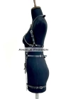 Deri Body Harness, Zincir Ve Kelepçeli Fantezi İç Giyim - Brf1098