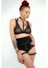 Deri Fantezi Giyim, Seksi Deri İç Giyim, Şık Deri Harness Takım - Brf874