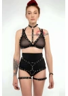 Deri Fantezi Giyim, Seksi Deri İç Giyim, Şık Deri Harness Takım - Brf874