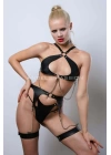 Deri Fantezi İç Giyim Takım, Şık Deri Harness Set, Club Wear - Apft1330