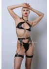 Deri Fantezi İç Giyim Takım, Şık Deri Harness Set, Club Wear - Apft1330