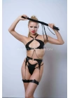 Deri Jartiyer Harness Takım, Deri Sütyen Takım, Kırbaçlı Deri Fantezi Giyim - Brf1363