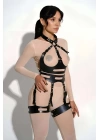 Deri Jartiyer Harness Takım, Fantazi Deri İç Giyim - Brf1302