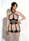 Deri Jartiyer Harness Takım, Fantazi Deri İç Giyim - Brf1302