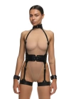 Fantazi Deri İç Giyim, Boyundan Kelepçeli Şık Harness Takım - Brf1338