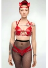 Fantazi Deri Sütyen Ve Külot Takım, Kulaklık Detaylı Harness - Brf871