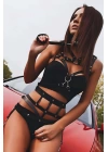 Fantazi Giyim Şık Deri Harness Takım - Brf402