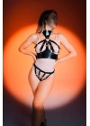 Fantazi Göğüs Dekolteli Arkası Açık Külot Takım Deri Harness - Brf1273