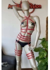 Fantazi İç Giyim Modelleri Kırmızı Deri Fantezi Giyim - Brf524