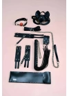 Fantazi Kırbaç Kelepçe Set, 6lı Set, Ayak - El Kelepçesi, Maske, Ağız Topu - Brf1308