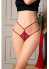 Fantezi Dantelli 2 İpli Bordo Tanga String