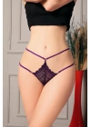 Fantezi Dantelli 2 İpli Mor Tanga String